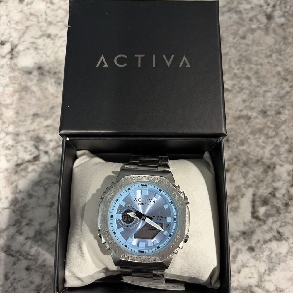 Invicta Activa Men’s Watch - 45.5mm Silver W/ Blue Dial ACW 423-003